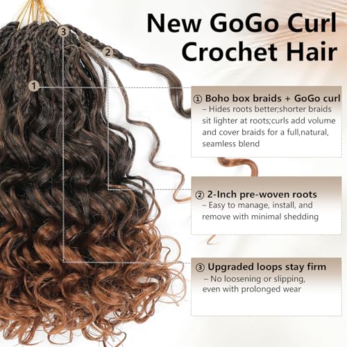 GoGo Curl Crochet Hair 10" Short Beach Curls - 8 Packs (#1B/30)