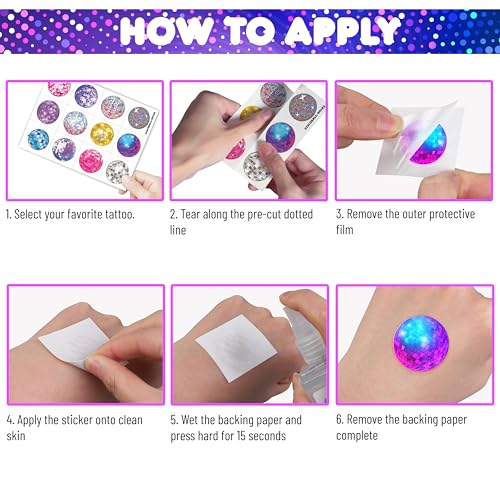 96PCS Disco Ball Temporary Tattoos for Kids & Teens - Retro Party & Carnival Stickers