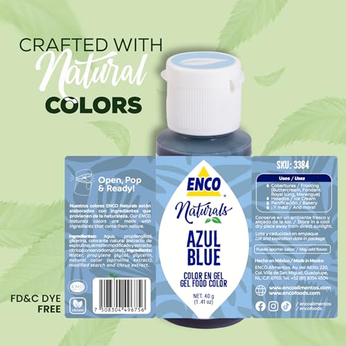 ENCO Natural Blue Food Coloring Gel - No Artificial Dyes, Vegan