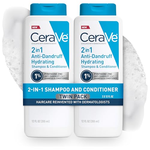 CeraVe 2 In 1 Hydrating Anti Dandruff Shampoo & Conditioner - 12 Fl Oz (Pack of 2)