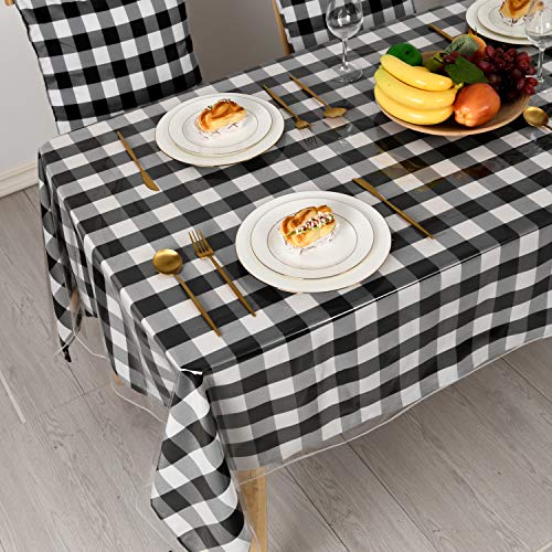 Waterproof Clear Plastic Tablecloth 54 x 80 Inch - Stain Resistant & Easy Clean