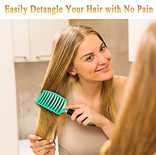 Boar Bristle Detangling Brush for All Hair Types - Lightweight & Non-Slip