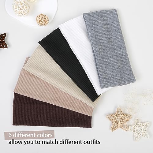 TERSE Classic Headbands for Women - Wide Non-Slip Boho Hair Bands, 6 Pack