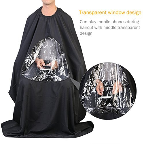 ULTNICE Hairdressing Cape with Viewing Window - Professional Salon & Home Use, Waterproof, 63x57 Inches, Black