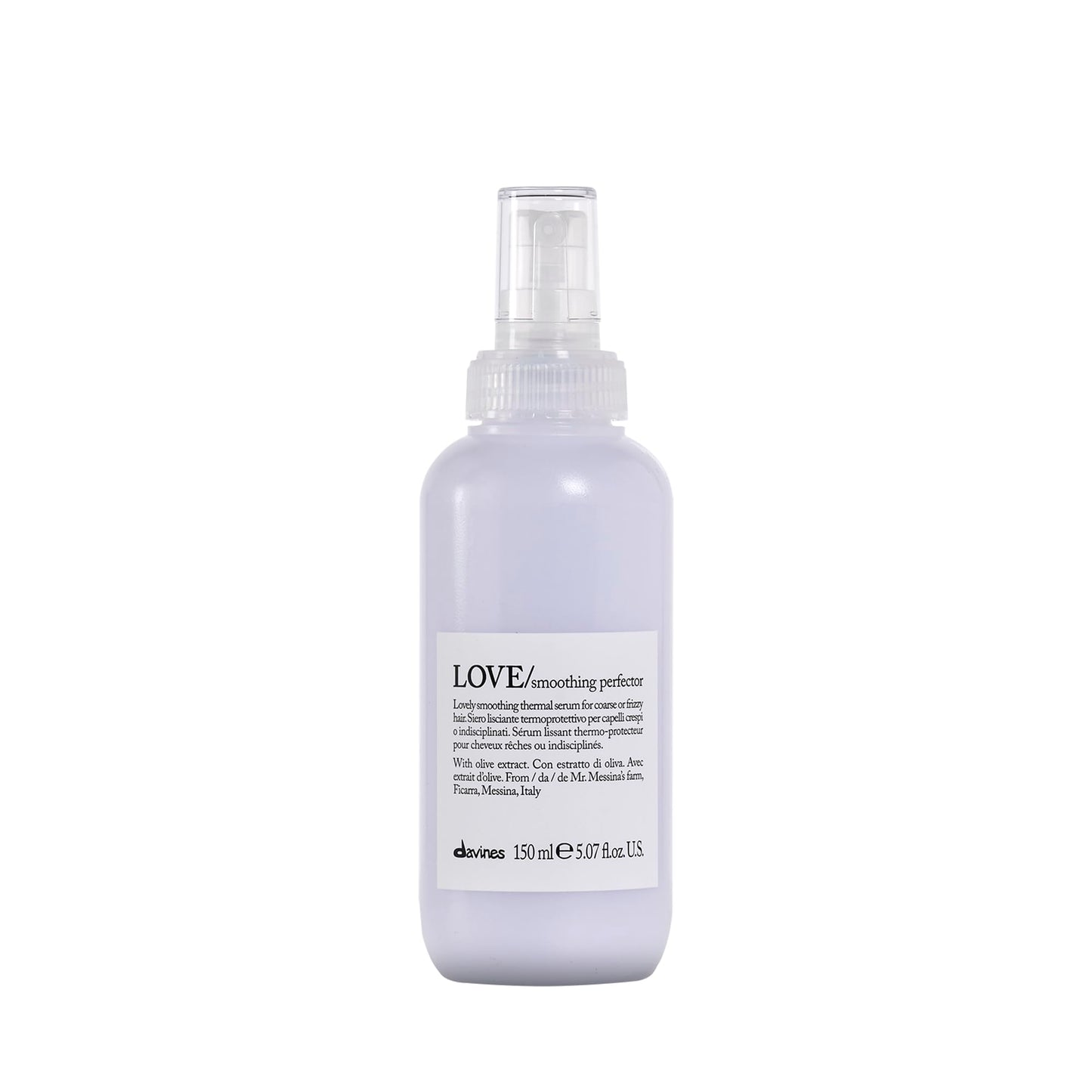 Davines LOVE Smoothing Perfector Serum, Thermal Leave-On Anti-Frizz Formula for Wavy, Unruly, Coarse Hair - Moisturizes & Protects from Heat Without Weighing Down with Olive Extract, 5.07 Fl Oz