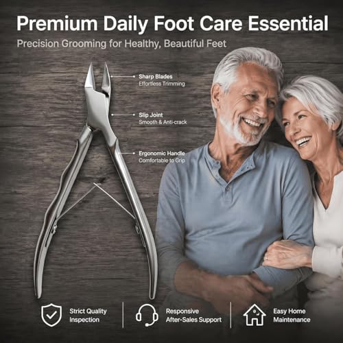 Gubonwer Straight Blade Heavy-Duty Toenail Clippers for Thick Nails – Wide Jaw, Engraved Stainless Steel