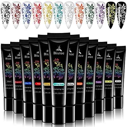 SEISSO Nail Stamping Polish Set - 12 Color Gel Kit (0.27 Fl Oz)