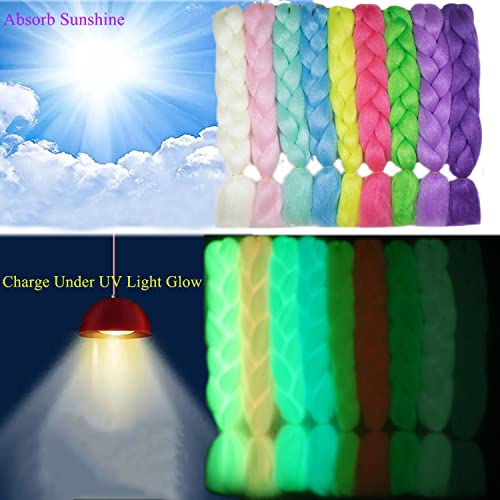 Mint Green Glow in the Dark Jumbo Braiding Hair Extensions - 24 Inch, 3pcs