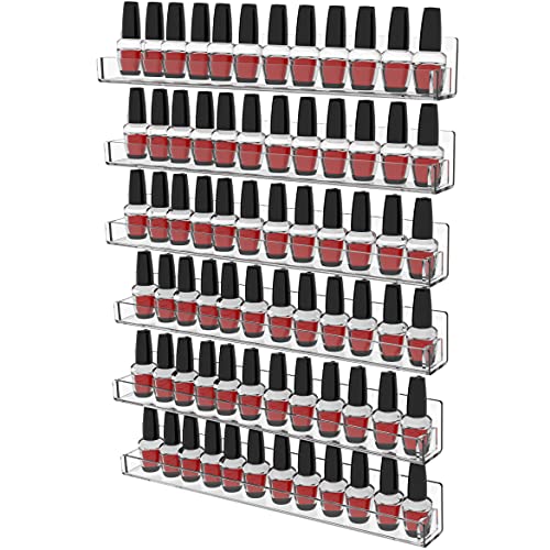 Acrylic Nail Polish Wall Organizer - 15 Inch, 6 Pack Shelves