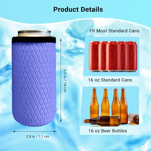 Klyrith 6 Pack Insulated Can Cooler Sleeves for 16 oz Drinks