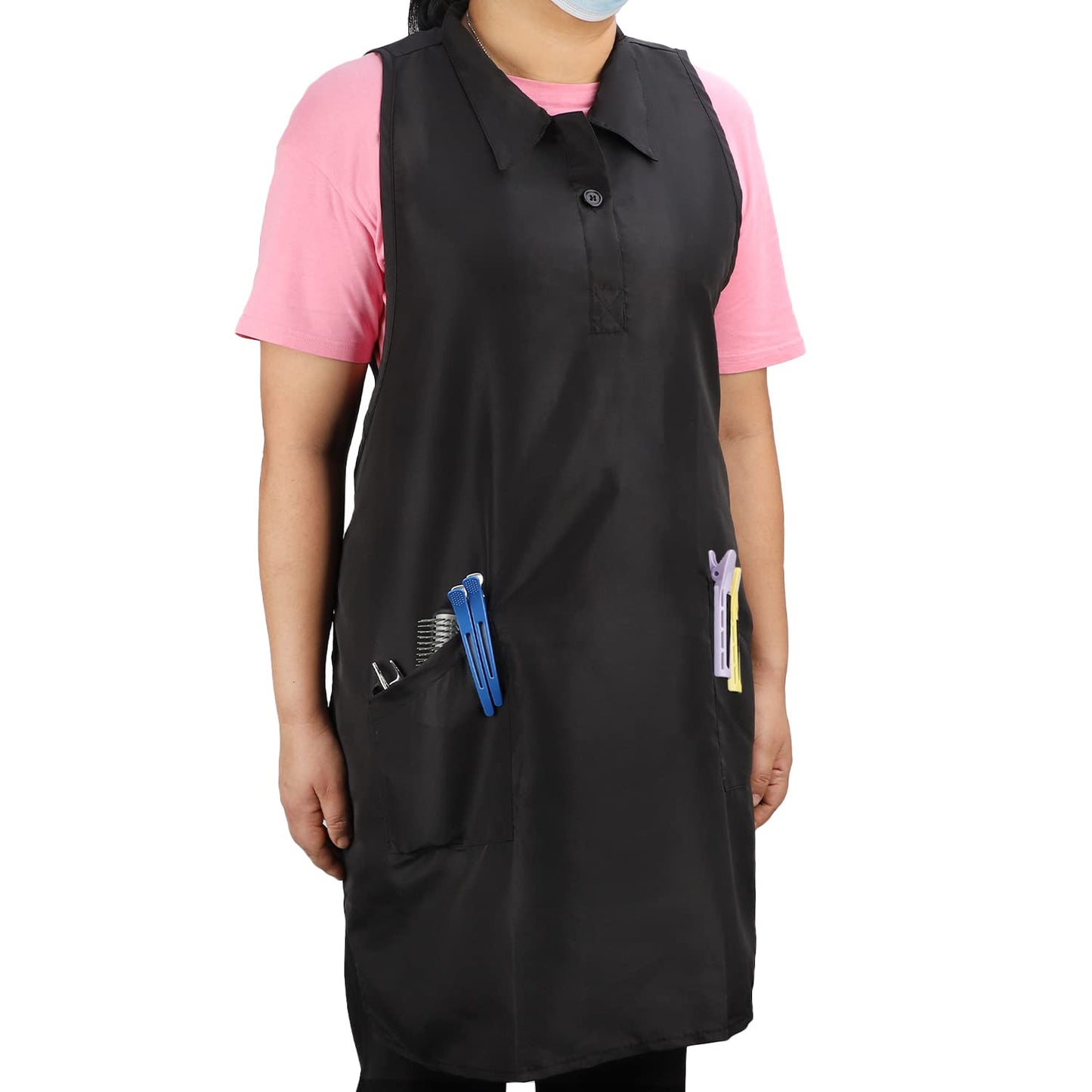 Segbeauty Hair Stylist Vest, Barber Vest Hairdresser Sleeveless Apron with 2 Pocket for Women, Adjustable V-neck Cosmetology Salon Apron Pet Groomer Gown SPA Uniforms Protective Work Clothes Large