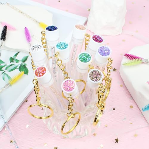 SenRocc 10x Diamond 1-KC Mascara Wand Tubes with Keychain Set – Reusable Eyelash Brush Tubes