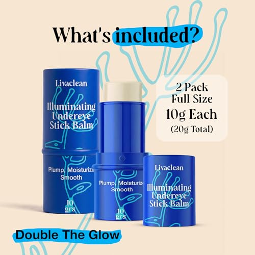 Fragrance Free Under Eye Balm Stick - 2 Pack, 20g Each | Hydrating & Brightening Stick with Retinol, Aloe Vera, Vitamin E