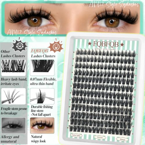 FQBFQB Manga Lash Kit with Spikes - DIY Eyelash Clusters & Glue, Natural to Dramatic Looks