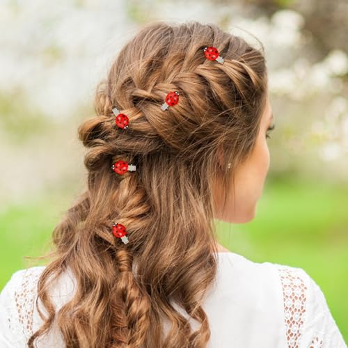 20 Pcs Red Ladybug Hair Clips for Girls - Cute Insect Accessories
