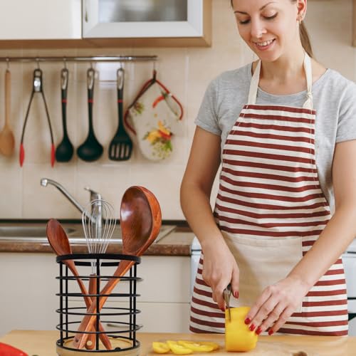 360° Rotating Black Kitchen Utensil Holder - Large 5.2" x 6" Caddy