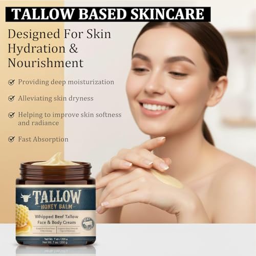 Beef Tallow Face Moisturizer with Raw Honey & Vitamin E