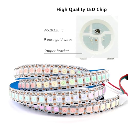WS2812B LED Strip 5050 SMD RGB - 3.2FT, 144 Pixels, Non-Waterproof