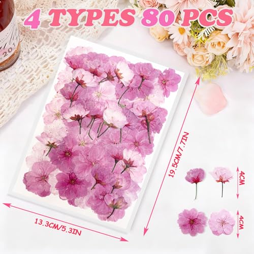 80 Pcs Natural Dried Cherry Blossoms - Edible Flower Decorations for Baking & Crafts