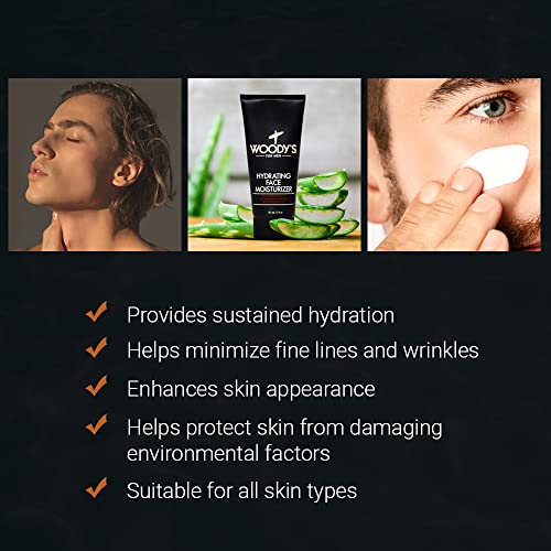 Woody's Face Moisturizer for Men with Menthol - Hydrating Daily Lotion 5 fl oz