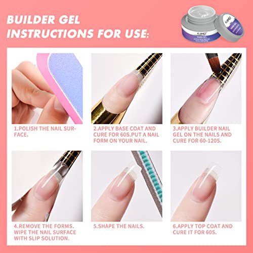 AIJIMEI Hard Gel for Nails 30g Clear Builder Gel for Nail Extensions & Repair - 1oz