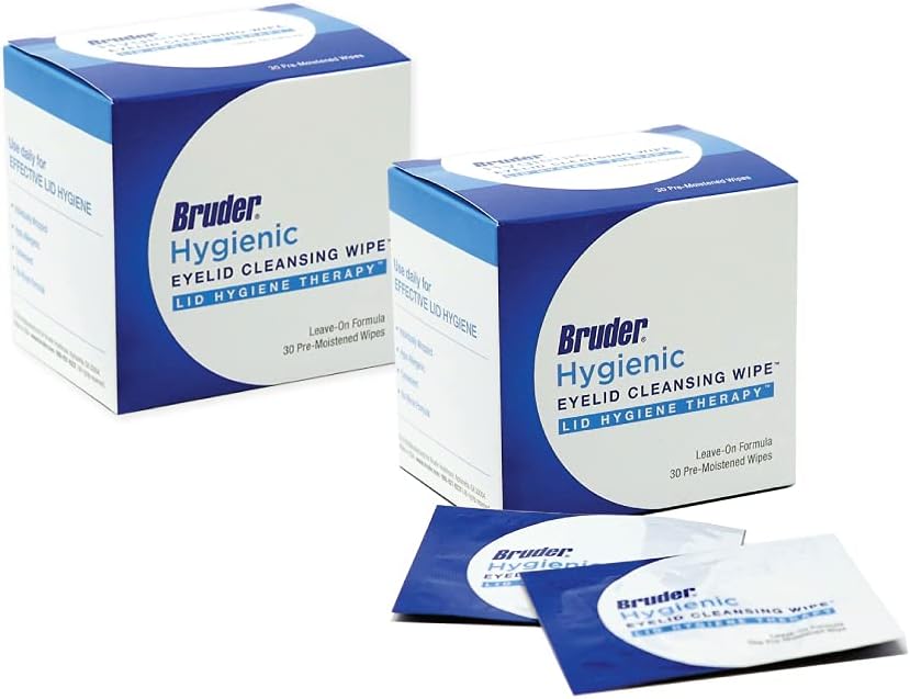 Hygienic Eyelid Cleansing Wipes - Rinse-Free Exfoliating Wipes for Makeup Removal | Non-Allergenic | 30 Count Box