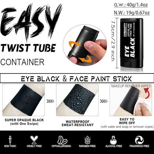 CCBeauty Eye Black Stick Sweatproof Eye Black for Baseball Football Softball – 19g, 1 Count