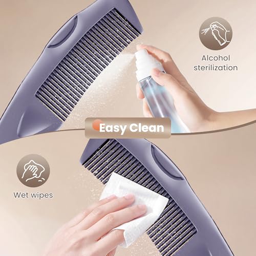 Dandruff Comb Set with Self-Cleaning Feature - 2PC Purple