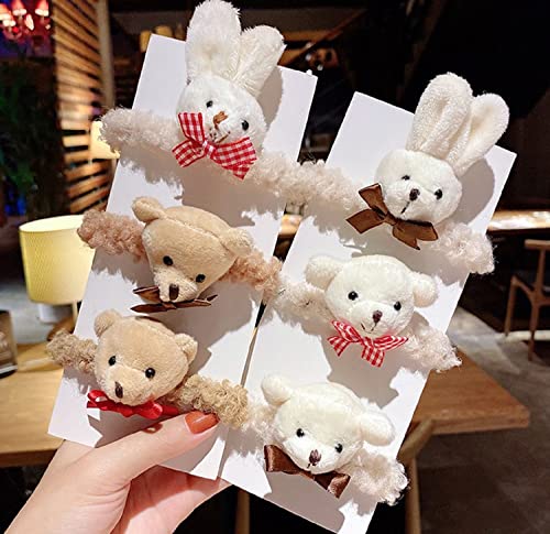 GK-O 6 PCS Womens Scrunchies Cute Rabbit Bear Hair Tie Kawaii Plush