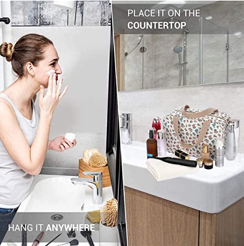 Little Flower Beige Makeup & Toiletry Bag for Women - Travel Cosmetic Organizer