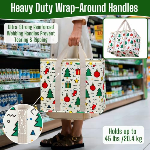 VENO Insulated Cooler Bag - Reusable Grocery Tote, 2 Pack