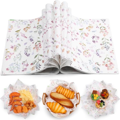 150 Pcs Wildflowers Deli Wax Paper Sheets - Greaseproof & Waterproof
