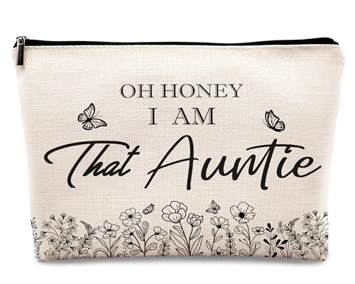 Auntie Gifts Makeup Bag - Travel Cosmetic Organizer for Aunt from Niece