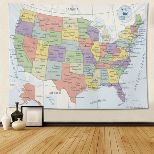 American Map Tapestry Wall Hanging - Large 40x60 in Art Decor