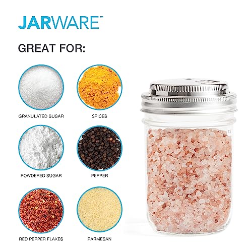 Jarware Stainless Steel Wide Mouth Mason Jar Spice Lid