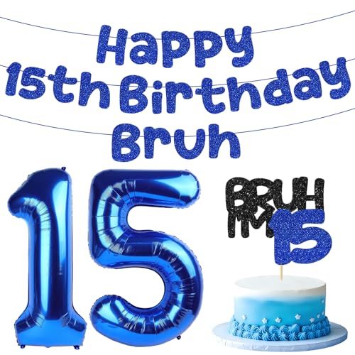 15th Birthday Party Decorations Set for Boys - Blue Theme Kit