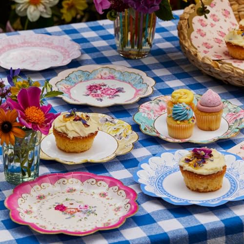 Talking Tables Vintage Floral Paper Plates - Pack of 24, 7 Inch