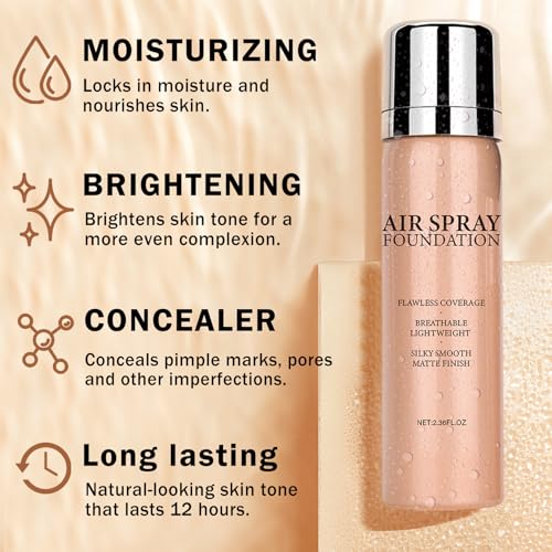 Airbrush Foundation Spray for Flawless Skin - Lightweight & Buildable Coverage