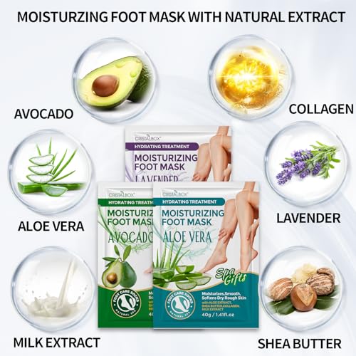 Lavender Aloe Moisturizing Foot Mask Pack - Christmas Gift, Spa Stocking Stuffers