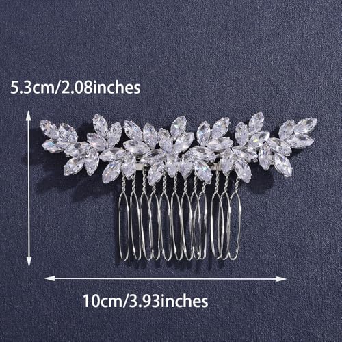 Silver Wedding Hair Comb Bridal Headpiece Rhinestone Side Hair Accessory