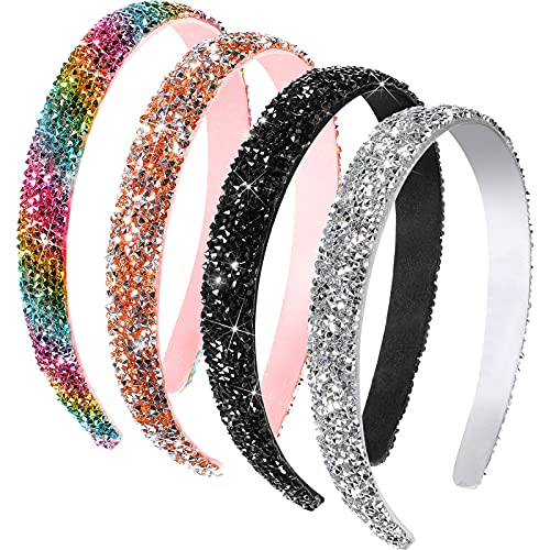 4 Pieces Rhinestone Headbands for Women, Bright Color