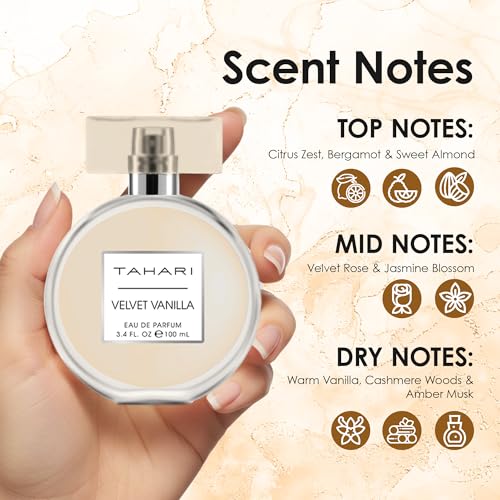 TAHARI Velvet Vanilla Eau de Parfum for Women, Floral Fruity Scent, 100ml