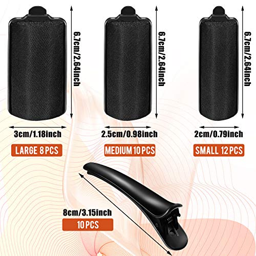 WILLBOND 40 Pcs Black Satin Foam Hair Rollers with Clips