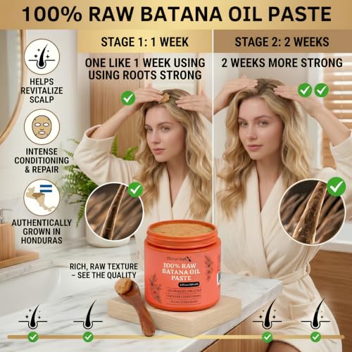 TheravitaRX 100% Pure Batana Oil Paste - Deep Conditioning Hair Mask for Dry Hair, 4 Fl Oz