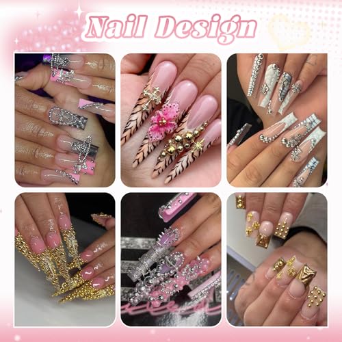 Half Round Nail Pearls Gems - Gold & Silver Charms (6 Sizes)