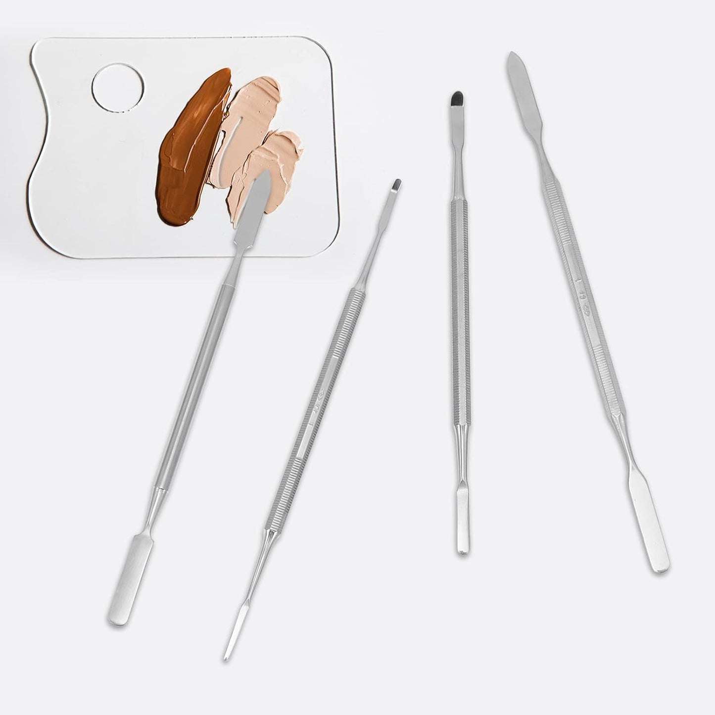 Stainless Steel Depotting Spatula Set - 4 Makeup Tools for Mixing Cosmetics | Durable & Easy to Clean