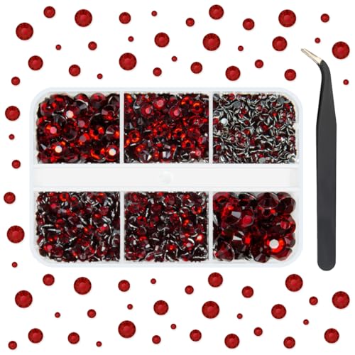 Dark Red Crystal Resin Rhinestones for DIY Crafts - 2mm to 6mm Sizes