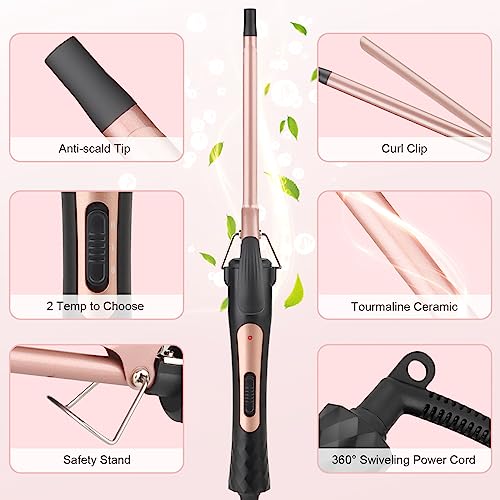 3/8 Inch Small Curling Iron Wand for Tight Spiral Curls with 2