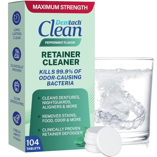 DENTTACH Retainer & Denture Cleaning Tablets, 5-Month Supply, Peppermint