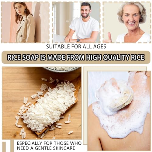 8PCS Rice Milk Soap Bar - Vegan Moisturizing Cleansing Soap for Face & Body